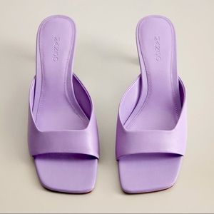 Mango Violet Purple Heels Leather Sandals Mules